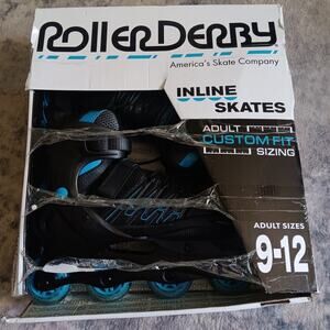Roller Blades Derby Skates Adult Custom Fit Sizing 9-12 - Blue/Black